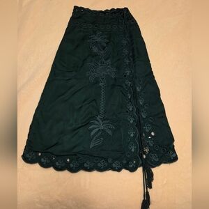 Farm Rip Green Richelieu Midi Skirt, XXS